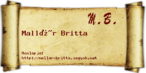 Mallár Britta névjegykártya